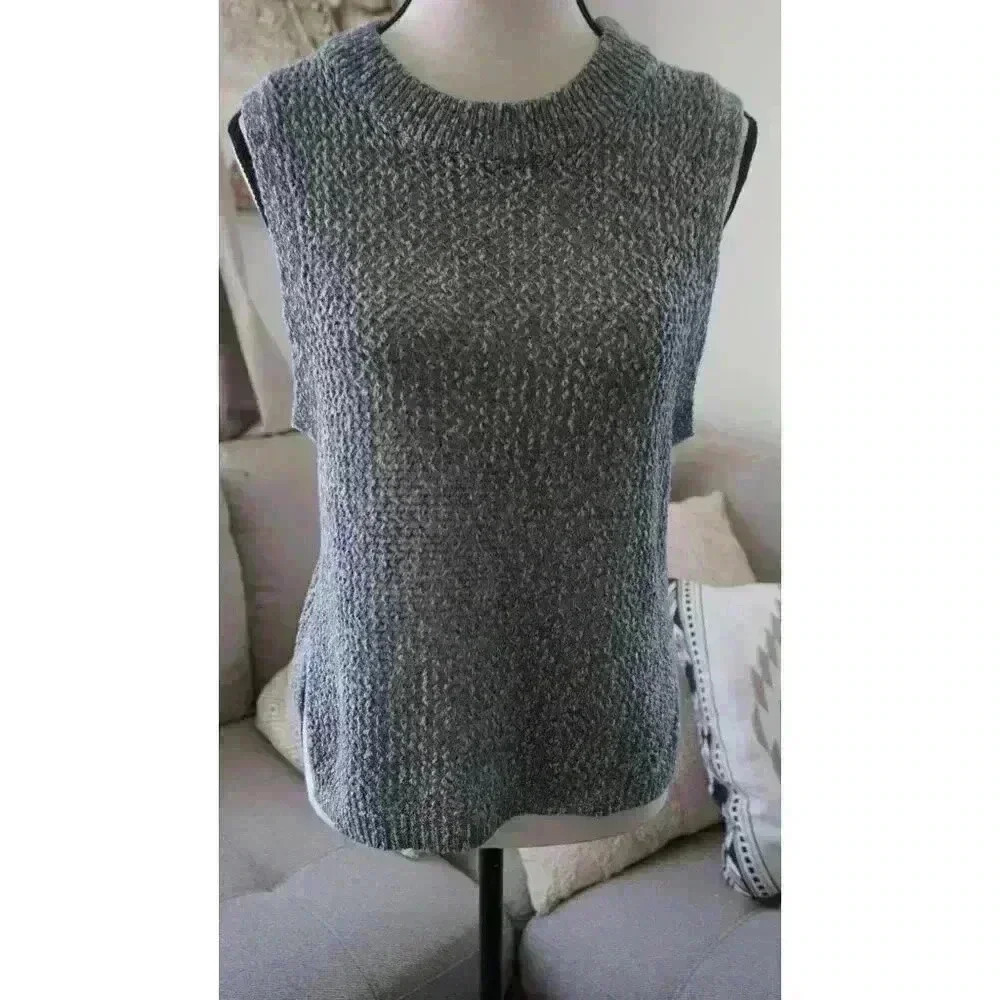 Knot Sisters Blue Knit Sleeveless Sweater Vest, Size S